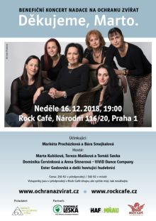 Pozvánka: Benefiční koncert Nadace na ochranu zvířat - Děkujeme, Marto