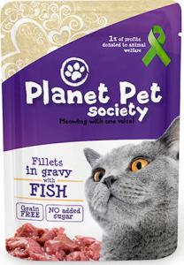 Planet Pet Society Fillets in Gravy kapsička  s rybí příchutí ve šťavě 85g