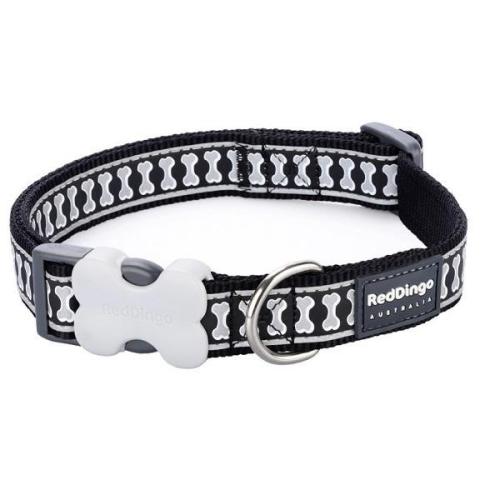 RedDingo Obojek Reflective Bones - 15mm/24 až 36cm