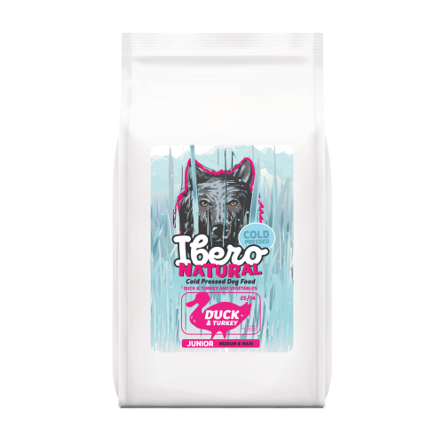 Ibero Cold Press Dog Medium & Maxi Junior Duck&Turkey - 12 + 3kg GRATIS