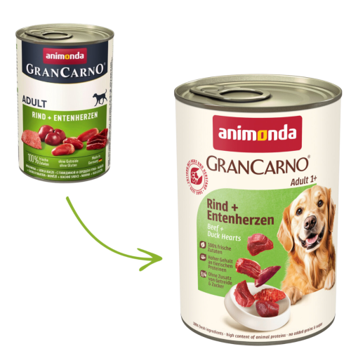 Animonda Grancarno Dog 400g - Hovězí/Kachní Srdce