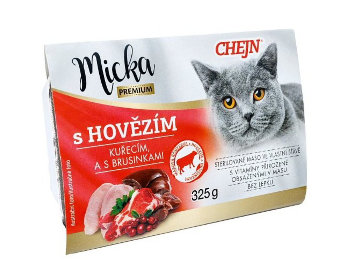 Chejn Micka Premium Hovězí, Kuřecí s Brusinkami - 325g