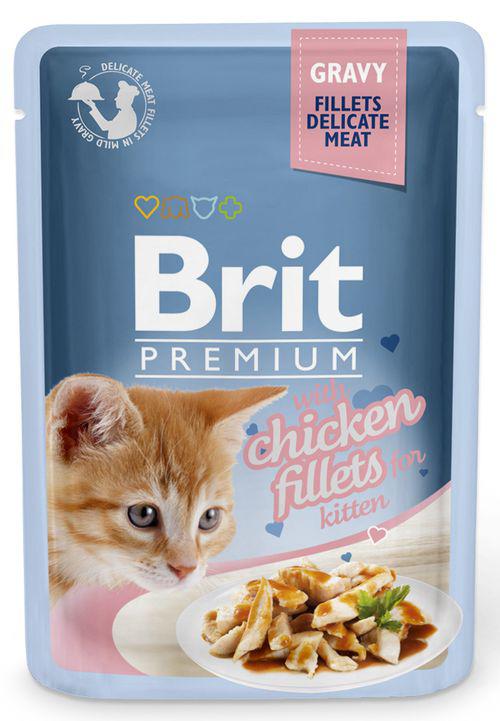 BRIT cat kapsa FILLETS KITTEN chicken/šťáva