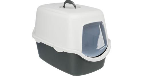 Trixie WC Vico Kryté s Dvířky, Bez Filtru, 56x40x40cm - Bílá/Tmavěšedá