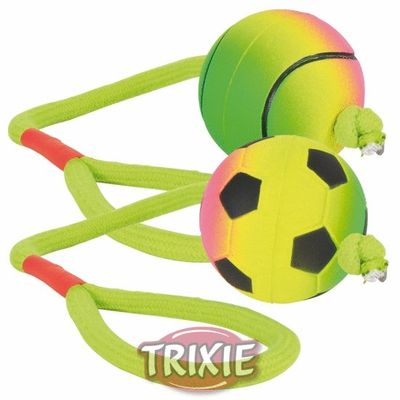 Trixie neonový míč na šňůře mechová guma 6cm / 30cm